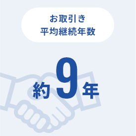 お取引き平均継続年数約9年